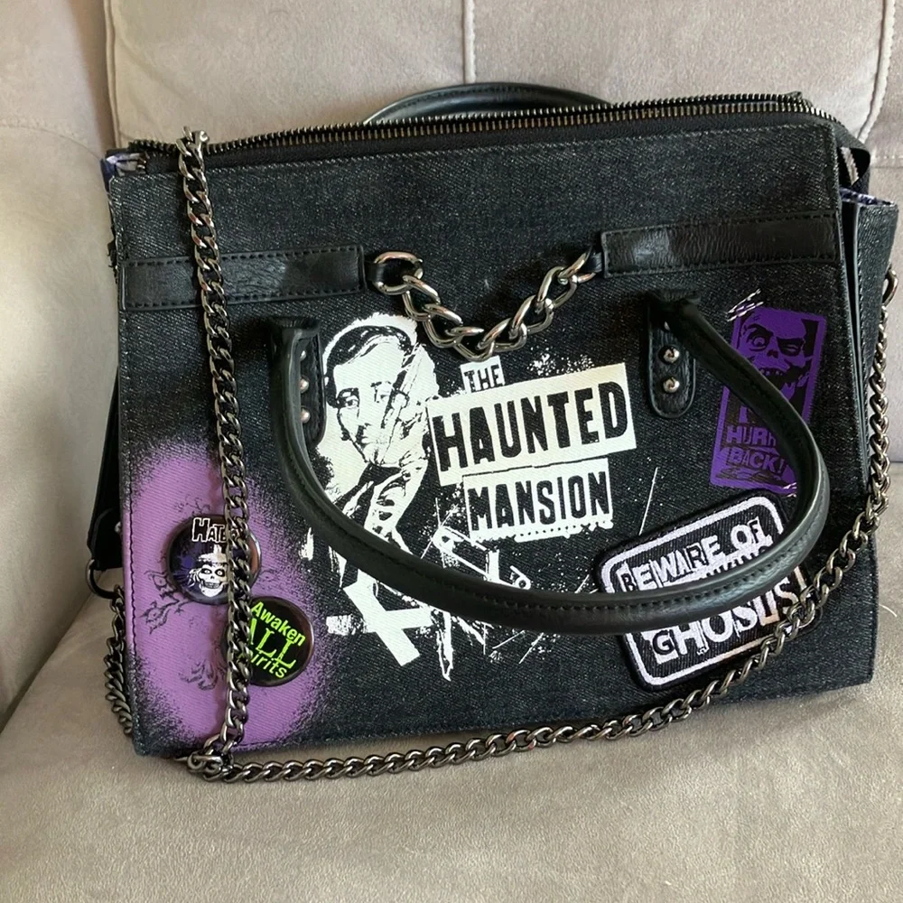 Loungefly Haunted Mansion Black and Purple Tote - Picture 1 of 4